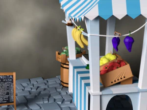 시장 매점 3D 모델