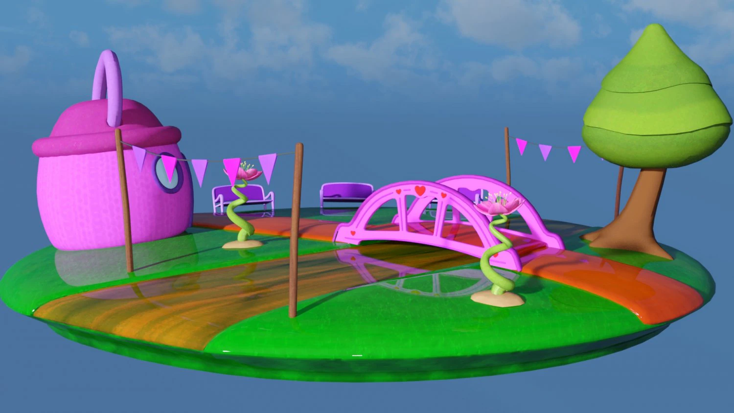 Diorama Fantasy park 3D Model .c4d .max .obj .3ds .fbx .stl .blend 