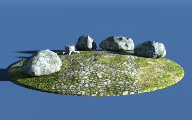 Stone trunk and grass 3Dモデル .c4d .max .obj .3ds .fbx .stl .blend 