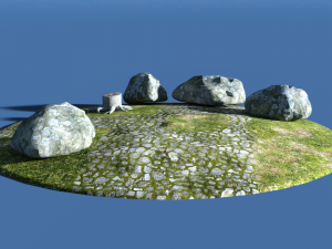 Stone trunk and grass 3D 模型