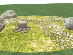 Stone trunk and grass 3Dモデル