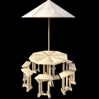 Umbrella chair furniture decor garden Modello 3D .c4d .max .obj .3ds .fbx .stl .blend 