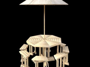 Umbrella chair furniture decor garden 3D-Modell