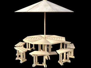 Sonnenschirm-Stuhl-M&ouml;bel-Dekor-Garten 3D Modell