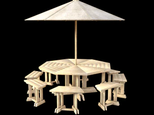 Sonnenschirm-Stuhl-M&ouml;bel-Dekor-Garten 3D Modell