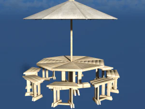 Sonnenschirm-Stuhl-M&ouml;bel-Dekor-Garten 3D Modell