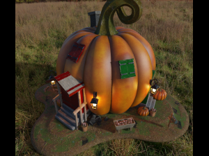 Pumpkin House Halloween Modelo 3D
