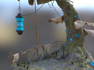 Казковий плавучий будинок 3D Модель