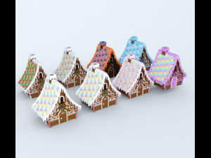 Gingerbread House and props 3D-Modell