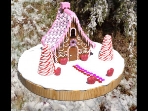 Gingerbread House and props Model 3D