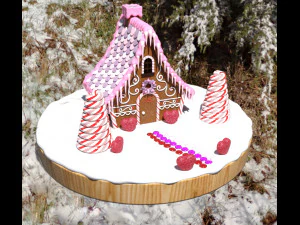 Gingerbread House and props 3D Model