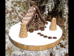 Gingerbread House and props Model 3D