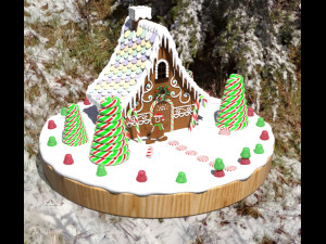 Gingerbread House and props Model 3D