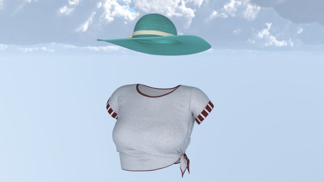 Hat and shirt summer 3D Model .c4d .max .obj .3ds .fbx .stl .blend