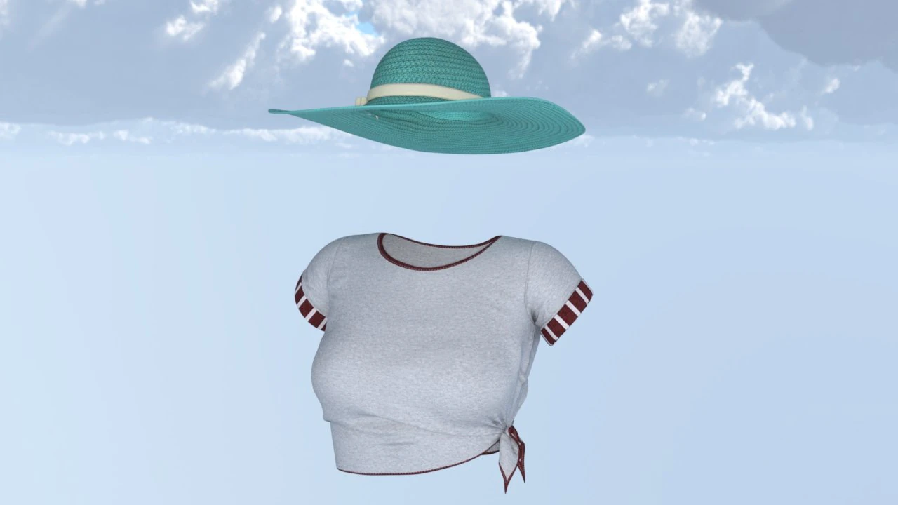 Hat and shirt summer 3D Model .c4d .max .obj .3ds .fbx .stl .blend