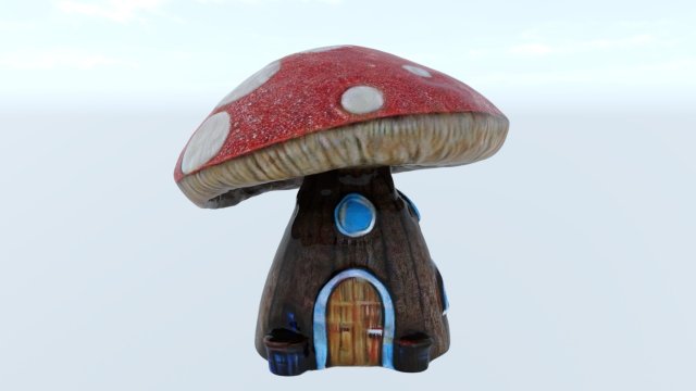 House mushroom cute Modello 3D .c4d .max .obj .3ds .fbx .stl .blend 