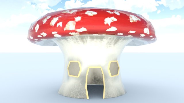 Mushroom House Cute 3Dモデル .c4d .max .obj .3ds .fbx .stl .blend 