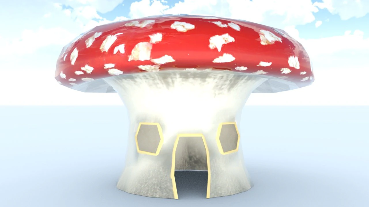 Mushroom House Cute 3D Model .c4d .max .obj .3ds .fbx .stl .blend 