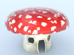 Mushroom House Cute 3Dモデル