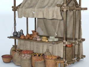 Medieval kiosk market 3D Model