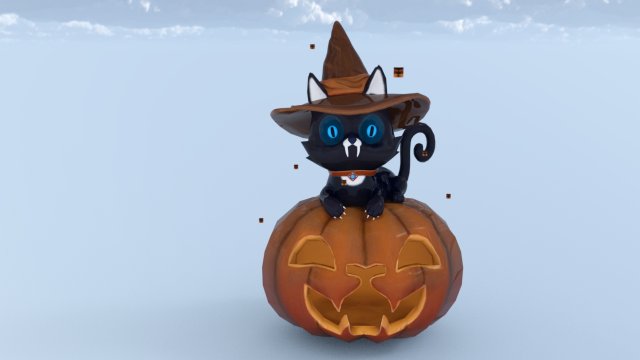 Cat halloween 3D 모델 .c4d .max .obj .3ds .fbx .stl .blend