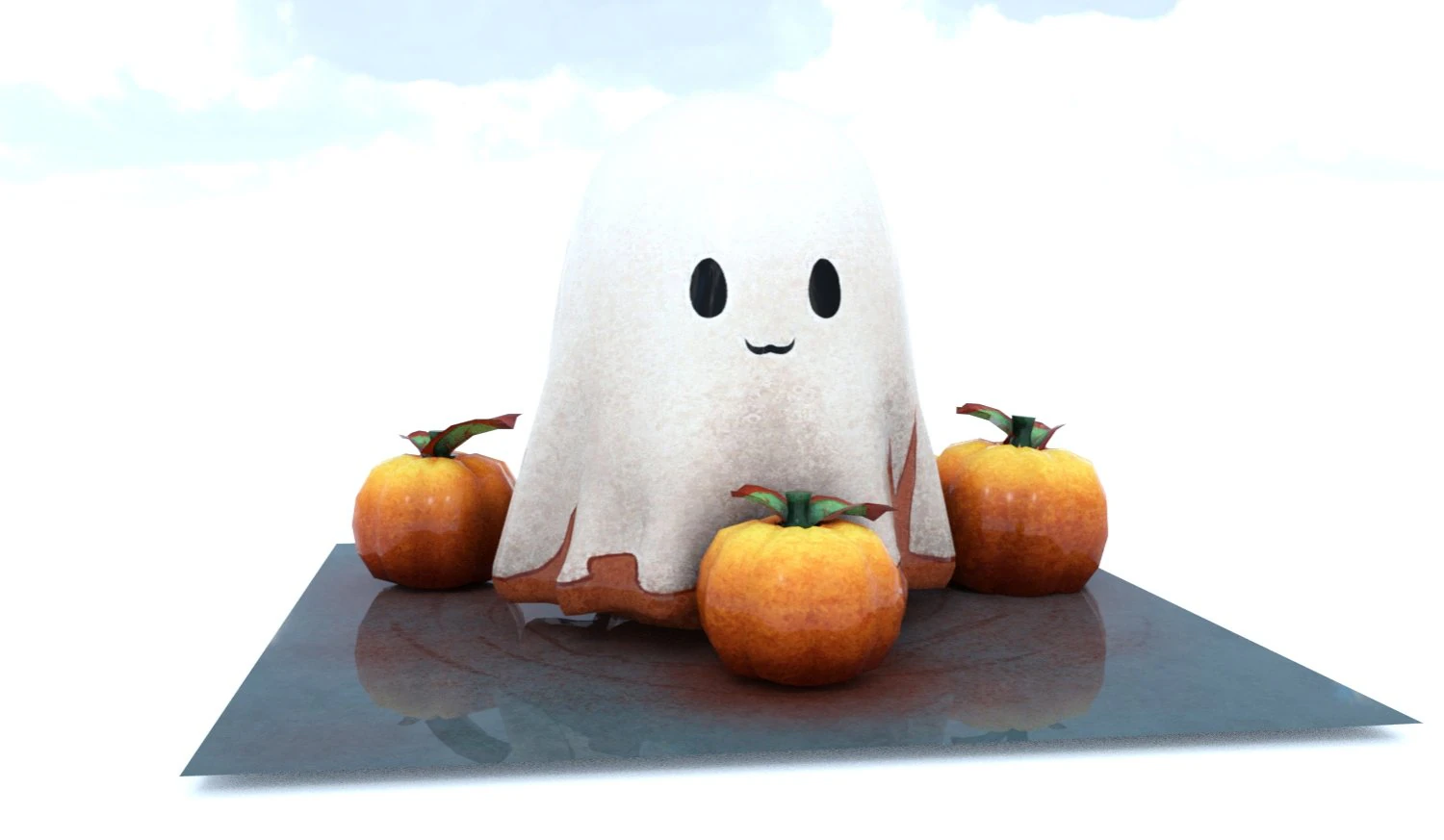 Cute ghost pumpinks halloween 3D Model .c4d .max .obj .3ds .fbx .stl .blend 