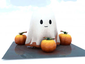 Abóboras fantasmas fofas de Halloween Modelo 3D