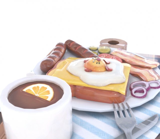 Cute coffee 3D Модель .c4d .max .obj .3ds .fbx .stl .blend 