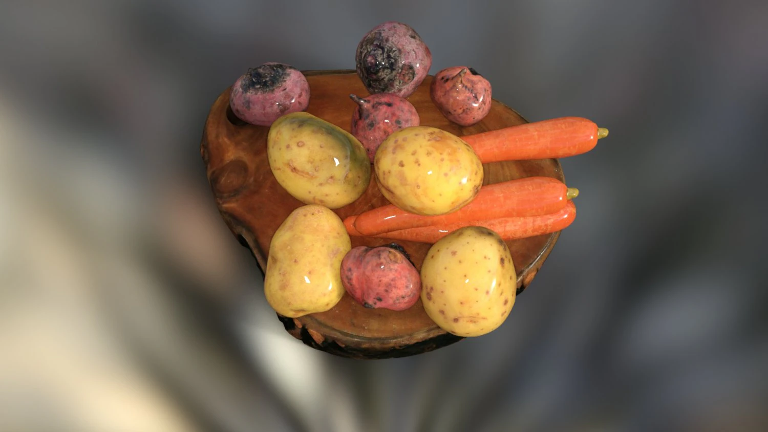 Vegetables and board 3D Model .c4d .max .obj .3ds .fbx .stl .blend 