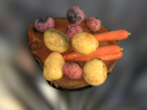 Vegetables and board 3Dモデル