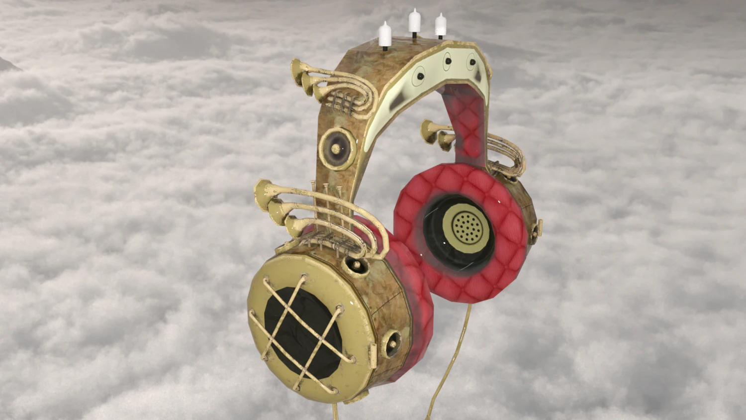 Steampunk headphones 3D Model .c4d .max .obj .3ds .fbx .stl .blend 