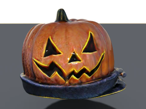 कद्दू हेलोवीन टोपी लो-पॉली 3D मॉडल