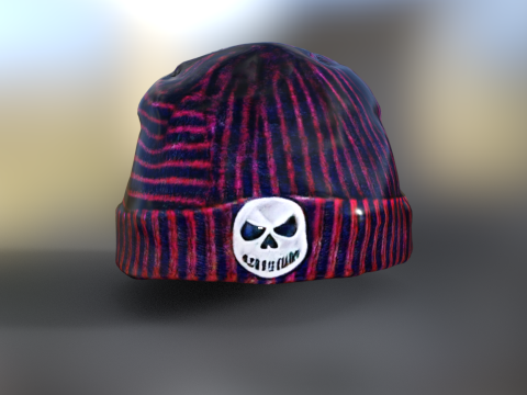Beanie theme halloween skull Low-poly Modèle 3D