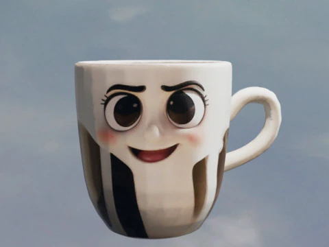 Happy Coffee Cup Beet 3D Model