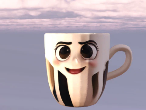 Happy Coffee Cup Beet 3D Model
