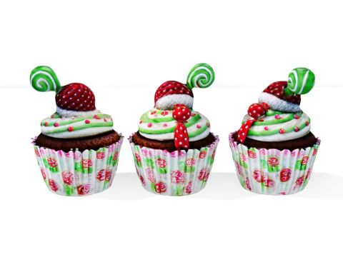 Cupcake xmas 3D Model