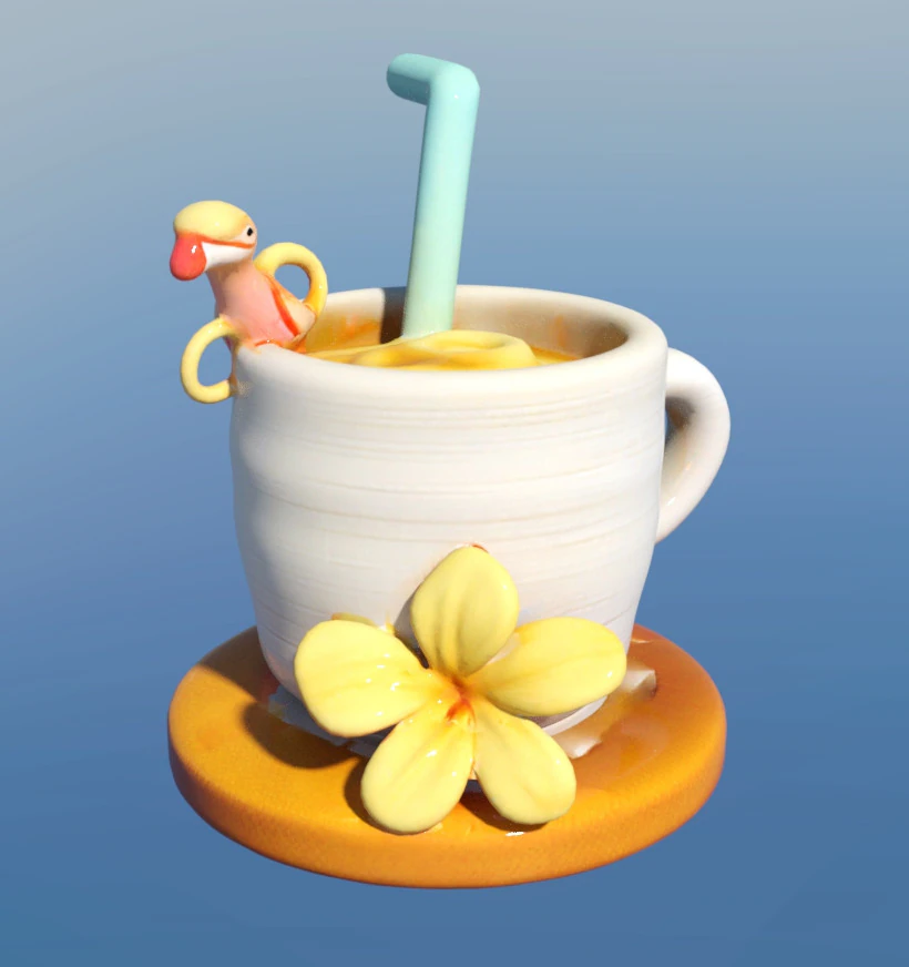 Mug tropical drink 3D Model .c4d .max .obj .3ds .fbx .stl .blend 