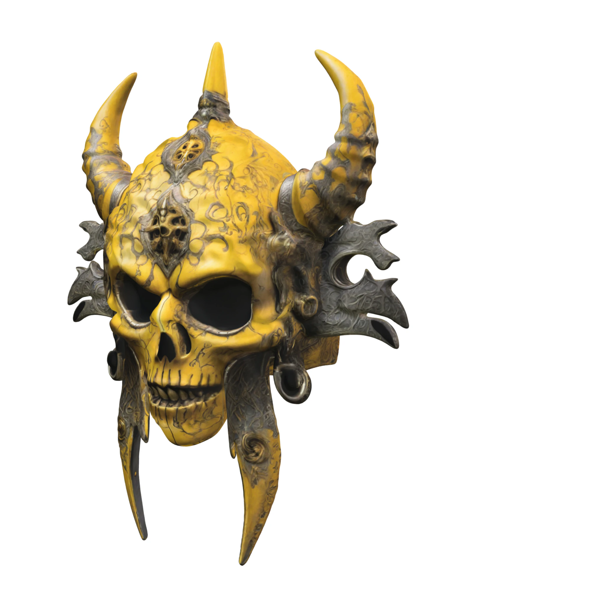Demonic Horned Skull Mask 3D Model .c4d .max .obj .3ds .fbx .stl .blend 