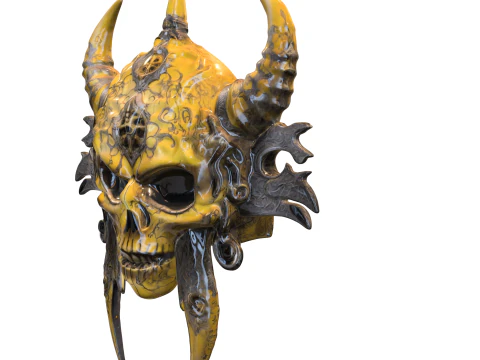 Demonic Horned Skull Mask 3D Model