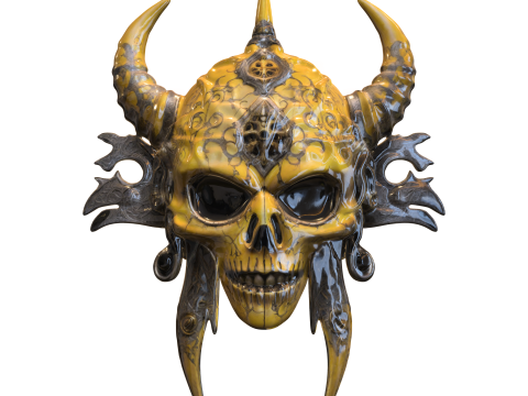 Demonic Horned Skull Mask 3D Model