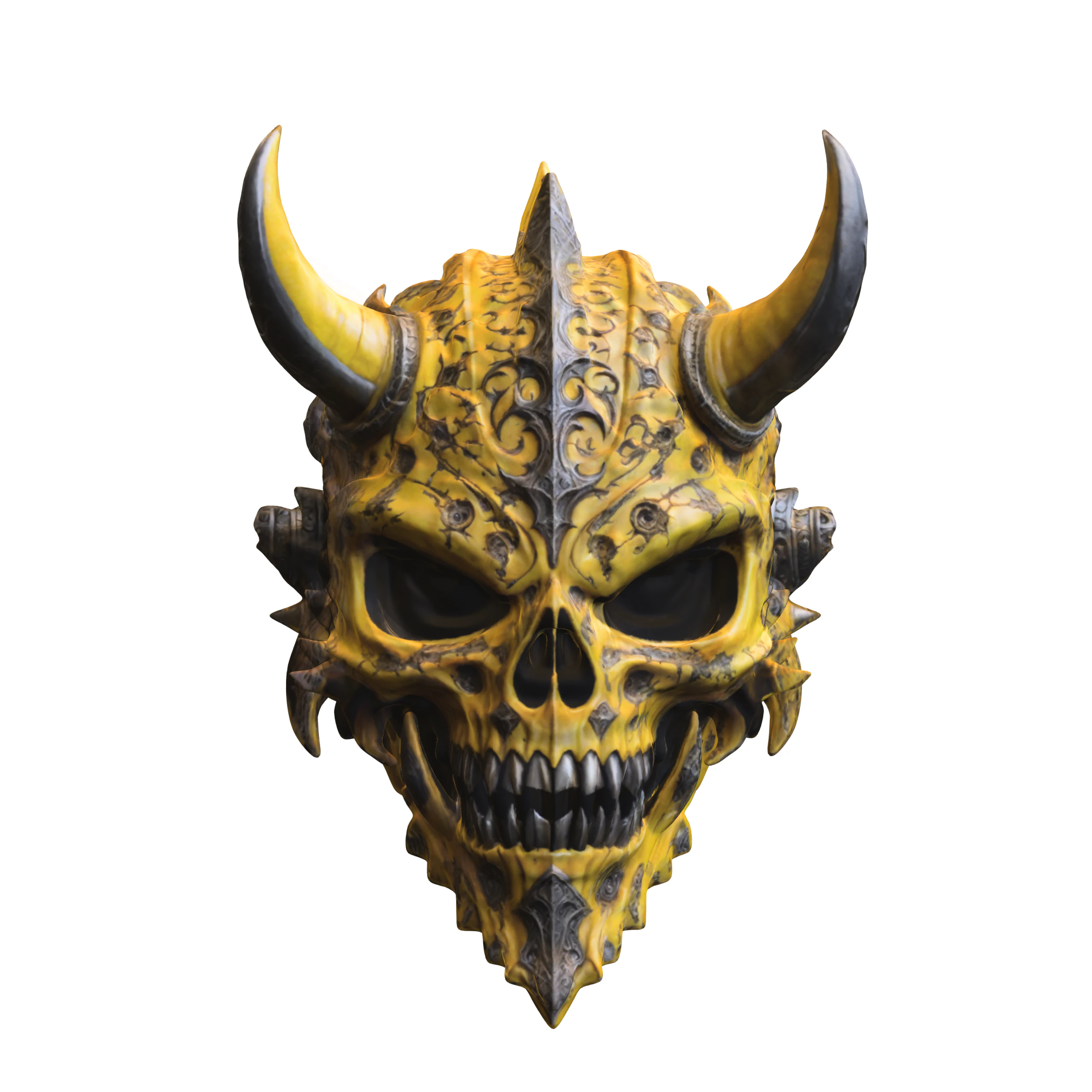 Demonic Horned Skull 3D Model .c4d .max .obj .3ds .fbx .stl .blend 
