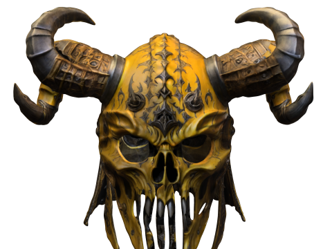Demonic Skull Helmet with Massive Horns 3Dモデル