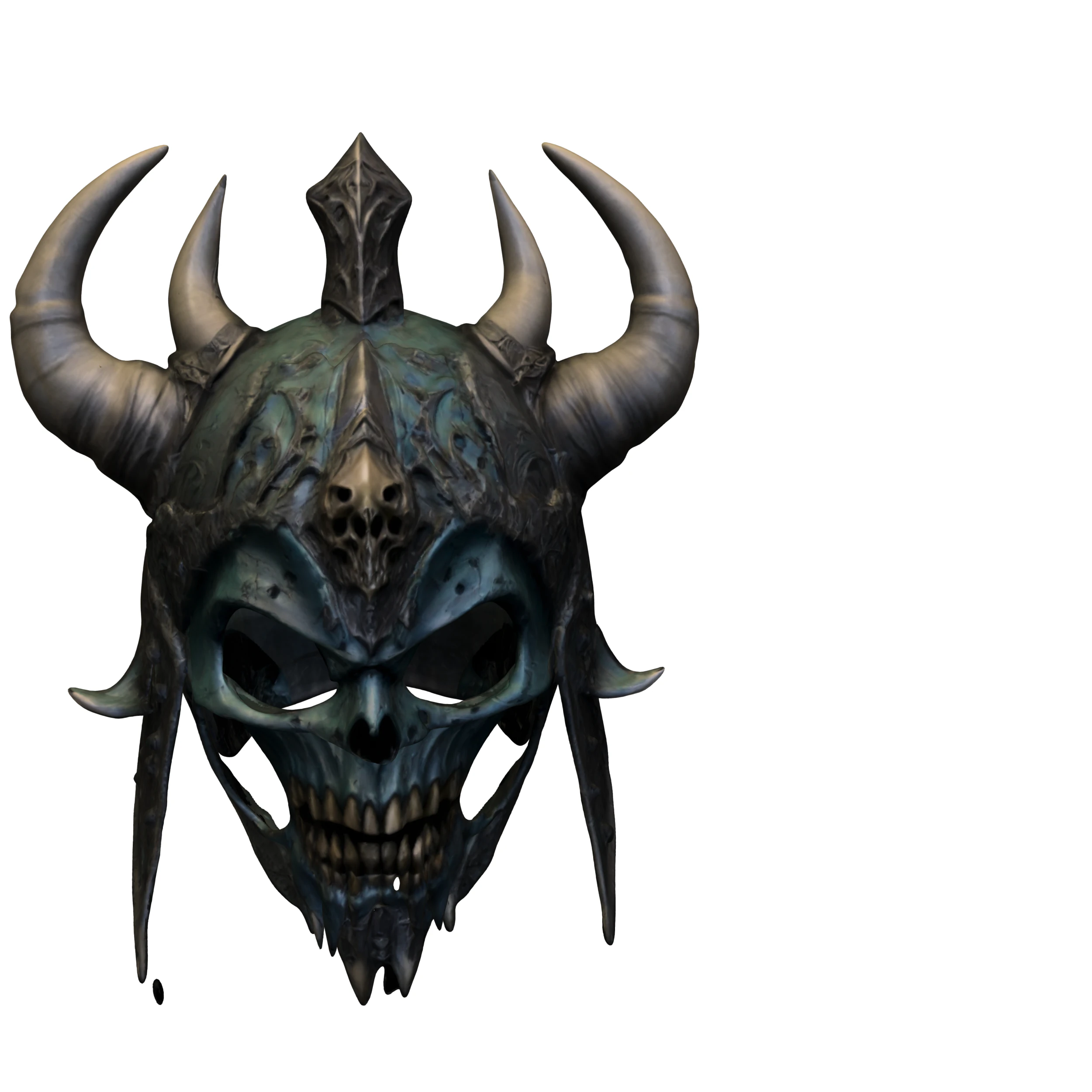 Demonic Horned Skull Helmet 3D Model .c4d .max .obj .3ds .fbx .stl .blend