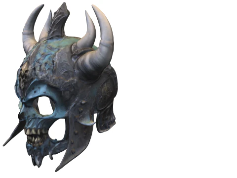 Demonic Horned Skull Helmet 3D Model