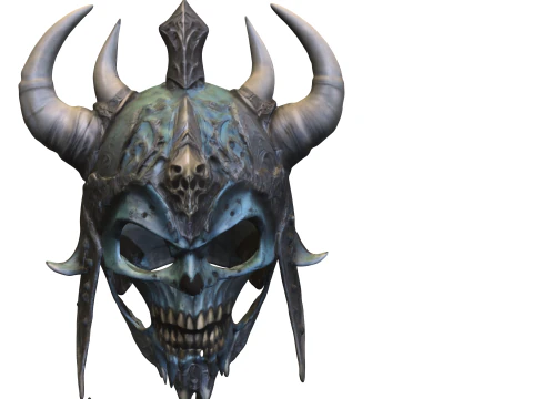 Demonic Horned Skull Helmet 3D Model
