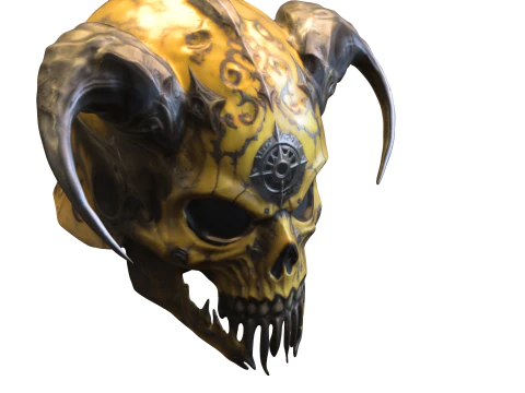 Yellow Demonic Skull Mask 3D Model
