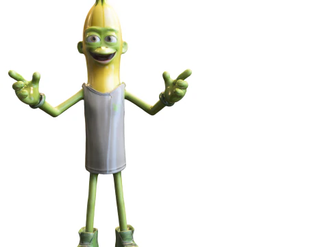 Cartoon Banana Character 3D Model