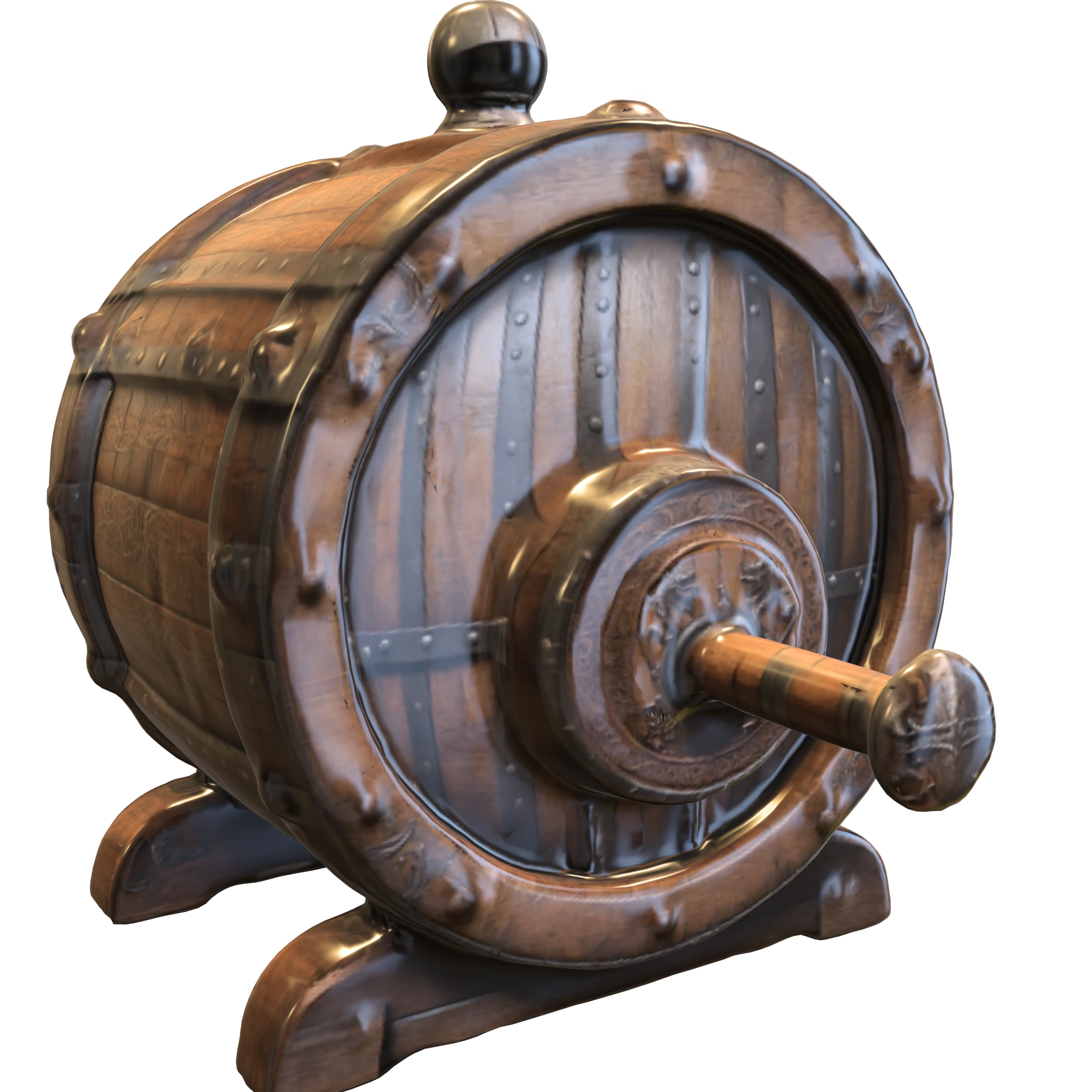 3D Wooden Barrel Asset 3D Model .c4d .max .obj .3ds .fbx .stl .blend