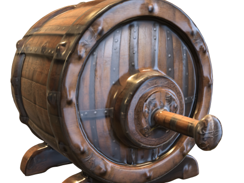 3D Wooden Barrel Asset 3D मॉडल