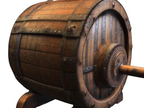 3D Wooden Barrel Asset 3D Model